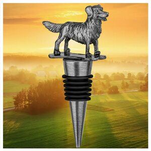 Golden Retriever Bottle Stopper in Aged Silver NWT